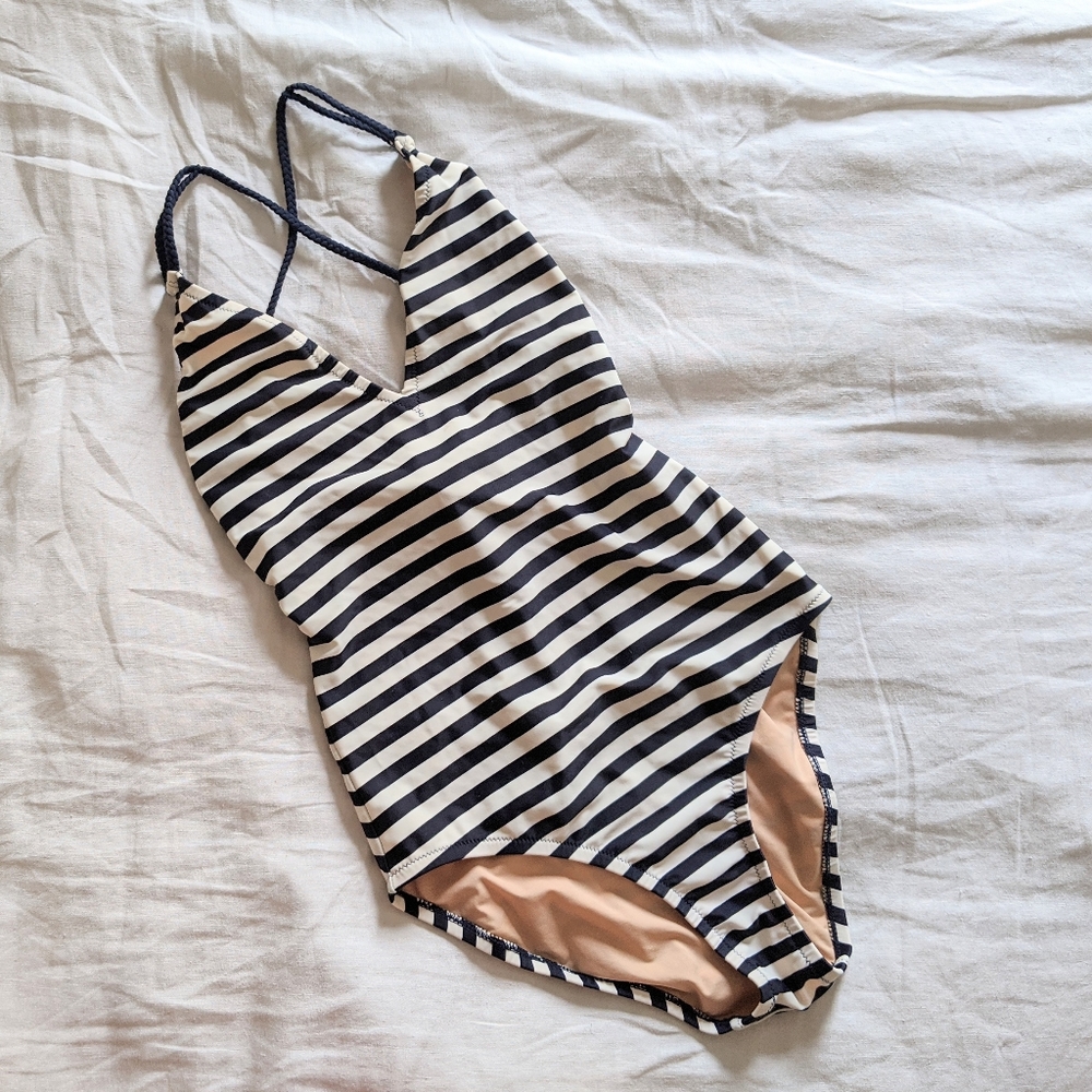 J.Crew Navy and white swimsuit